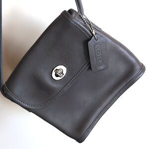 Rare -Vintage COACH Tango Flap Turn-Lock Dk Gray 🩶 Mini Crossbody Bag